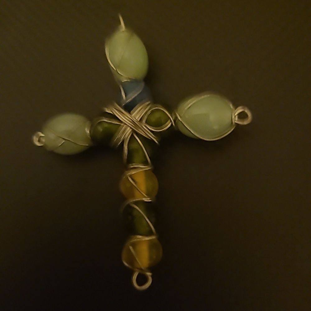Wire Wrapped Cross Pendant - Picture 2 of 4